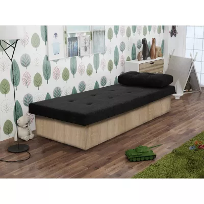 Gyerek kanapéágy tárolóval 80x190 SENOMA 1 - sonoma tölgy / fekete