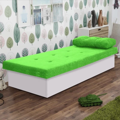 Gyerek kanapéágy tárolóval 80x190 SENOMA 1 - fehér / zöld