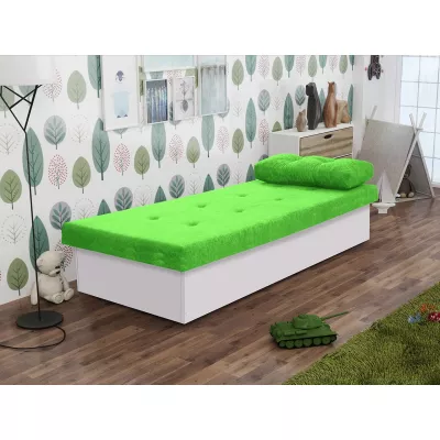 Gyerek kanapéágy tárolóval 80x190 SENOMA 1 - fehér / zöld