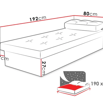Gyerek kanapé tárolóhellyel 80x190 SENOMA 1 - sötét kőris / fekete