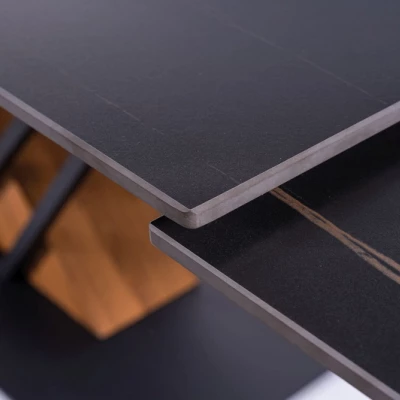 FARES stílusos kinyitható asztal - fekete / kőris