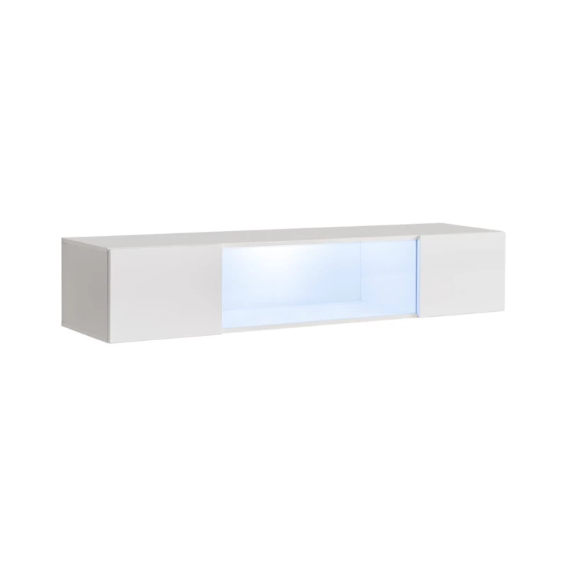 Széles vitrin LED világítással FREYA - fehér