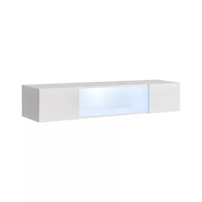 Széles vitrin LED világítással FREYA - fehér