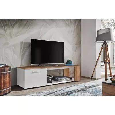 TV állvány BASILIE - fehér / tölgy