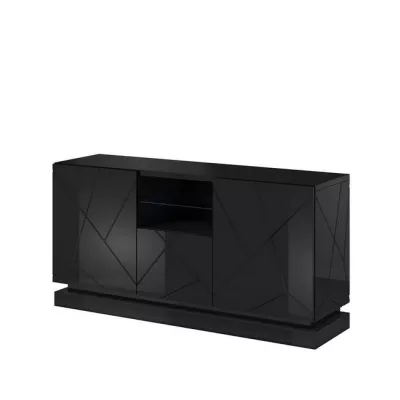 LIMA ajtós komód RGB LED világítással - fekete / fényes fekete