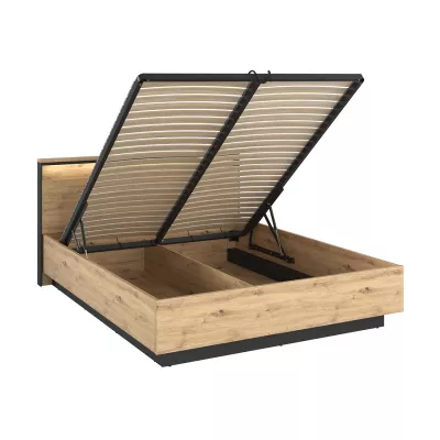 Hálószoba szett ággyal 160x200 FARN 2 - kézműves tölgy / fekete