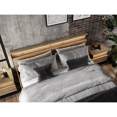 Hálószoba szett ággyal 160x200 FARN 2 - kézműves tölgy / fekete
