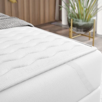 100x200-as ROCIO 1 hotelszobai ágy - fehér műbőr / khaki, eredeti dizájn + INGYENES fedőmatrica