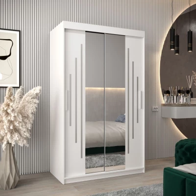 KIRA tükrös ruhásszekrény - szélesség 120 cm, fehér