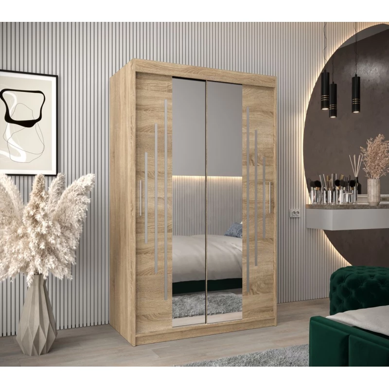 KIRA tükrös ruhásszekrény - szélesség 120 cm, sonoma tölgy