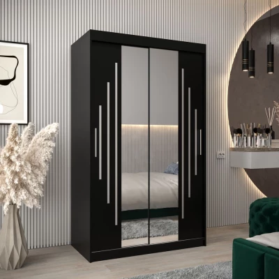 KIRA tükrös ruhásszekrény - szélesség 120 cm, fekete