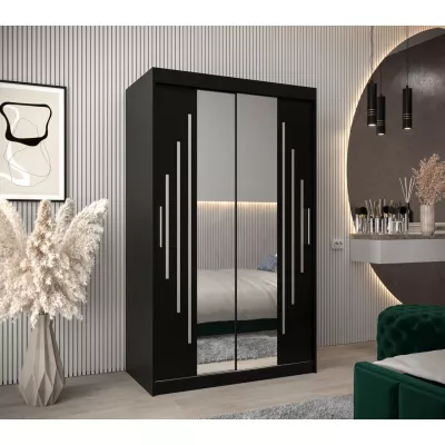 KIRA tükrös ruhásszekrény - szélesség 120 cm, fekete