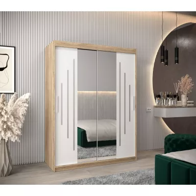 KATI tükrös gardróbszekrény - szélesség 150 cm, sonoma tölgy / fehér