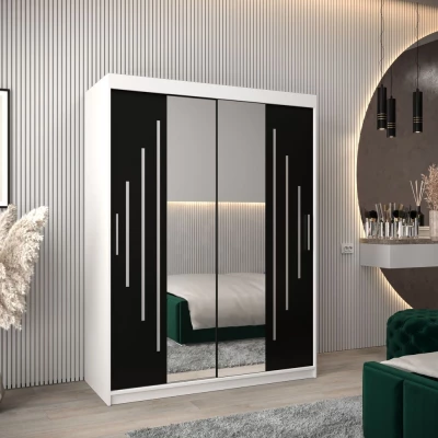 KATI tükrös gardróbszekrény - szélesség 150 cm, fehér / fekete
