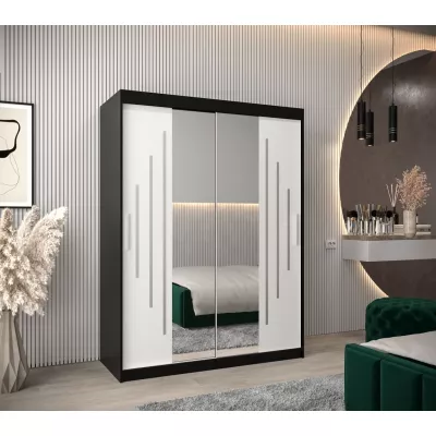 KATI tükrös gardróbszekrény - szélesség 150 cm, fekete / fehér