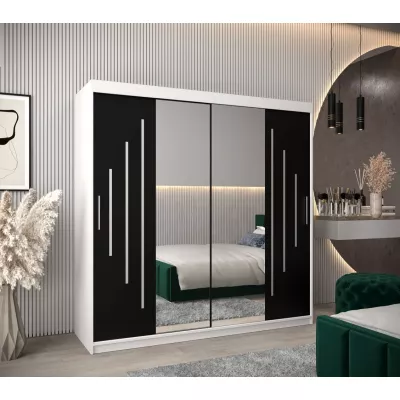 SOFIA tükrös ruhásszekrény - szélesség 200 cm, fehér / fekete