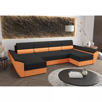 OPHELIA U-alakú kinyitható ülőgarnitúra - sötétszürke / narancssárga