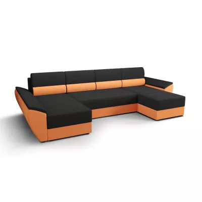 OPHELIA U-alakú ülőgarnitúra mindennapi alváshoz - sötétszürke / narancssárga