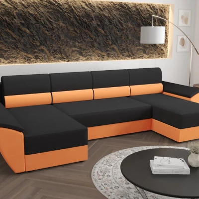 OPHELIA U-alakú ülőgarnitúra mindennapi alváshoz - sötétszürke / narancssárga
