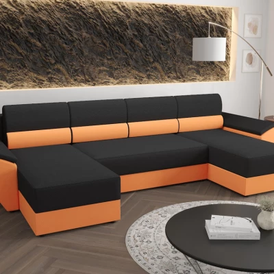 OPHELIA U-alakú ülőgarnitúra tárolóhellyel - sötétszürke / narancssárga