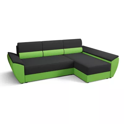 OPHELIA sarok ülőgarnitúra mindennapi alváshoz - sötétszürke / zöld