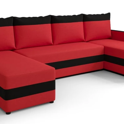 VERENA U-alakú ülőgarnitúra - piros / fekete