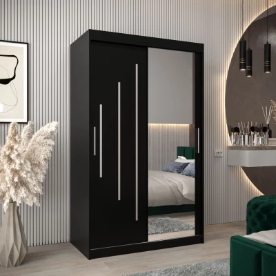 MILADA tükrös ruhásszekrény - szélesség 120 cm, fekete