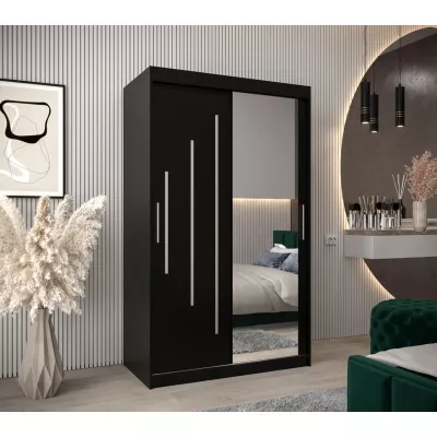 MILADA tükrös ruhásszekrény - szélesség 120 cm, fekete