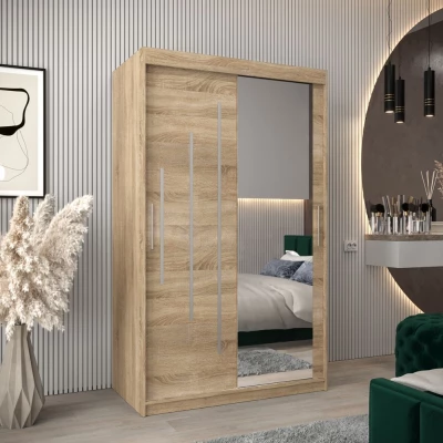 MILADA tükrös ruhásszekrény - szélesség 120 cm, sonoma tölgy