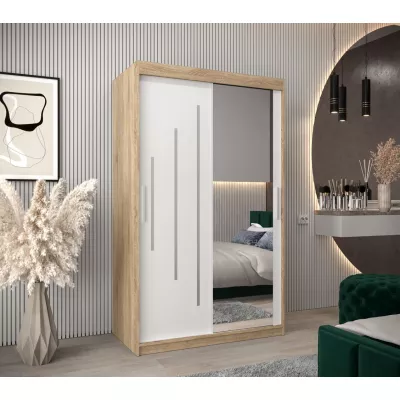 MILADA tükrös ruhásszekrény - szélesség 120 cm, sonoma tölgy / fehér