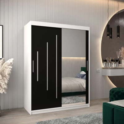 ROZALIE tükrös ruhásszekrény - szélesség 150 cm, fehér / fekete
