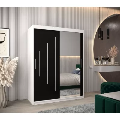 ROZALIE tükrös ruhásszekrény - szélesség 150 cm, fehér / fekete