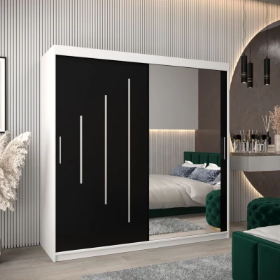 HANAH tükrös ruhásszekrény - szélesség 200 cm, fehér / fekete