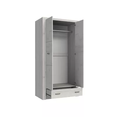 BESS fiókos gardróbszekrény - szélesség 96 cm, fehér kraft tölgy