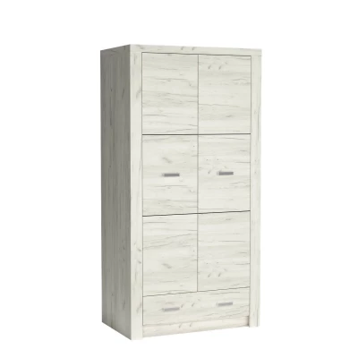 BESS fiókos gardróbszekrény - szélesség 96 cm, fehér kraft tölgy