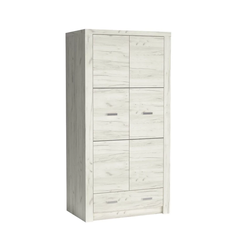 BESS fiókos gardróbszekrény - szélesség 96 cm, fehér kraft tölgy
