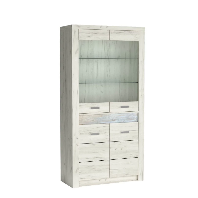 Tágas BESS vitrin - szélesség 96 cm, fehér kraft tölgy
