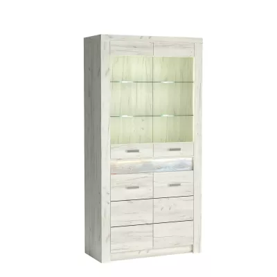 Tágas BESS vitrin - szélesség 96 cm, fehér kraft tölgy