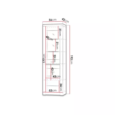Keskeny BESS vitrinek - szélesség 56 cm, sötét kőris