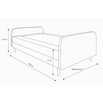 HENRYK COMFORT 3 egyszemélyes ágy fém lábakkal- 90x200, antracit