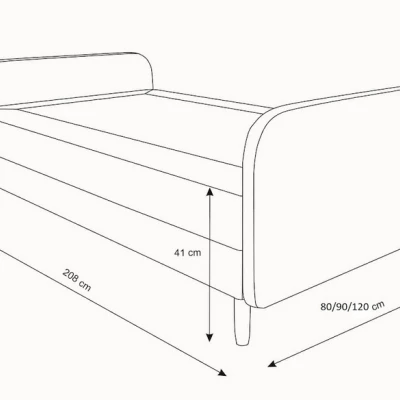 HENRYK COMFORT 3 egyszemélyes ágy fém lábakkal - 80x200, antracit