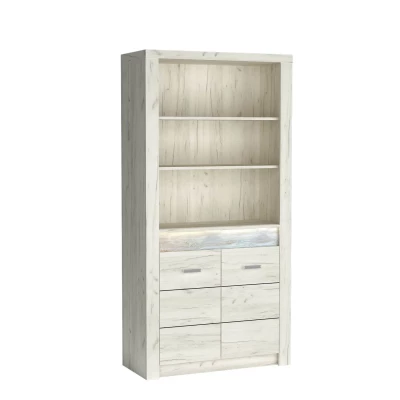 Kétajtós, nyitott polcokkal rendelkező BESS gardróbszekrény - szélesség 96 cm, fehér kraft tölgyfa