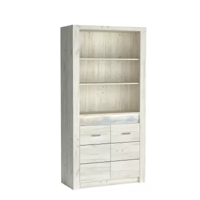 Kétajtós, nyitott polcokkal rendelkező BESS gardróbszekrény - szélesség 96 cm, fehér kraft tölgyfa
