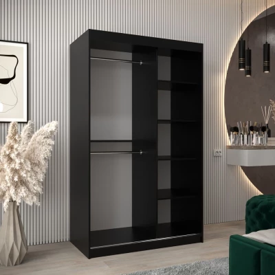 KAMILA gardróbszekrény tükörrel - szélesség 120 cm, fekete