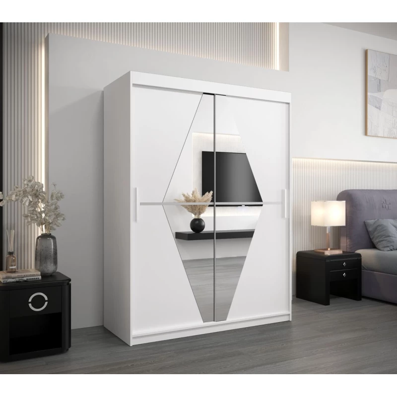 TATANA tükrös ruhásszekrény - szélesség 150 cm, fehér