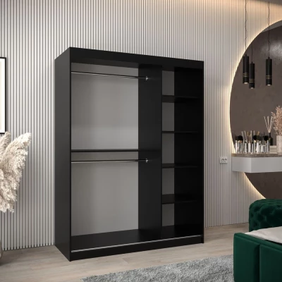 TATANA tükrös ruhásszekrény - szélesség 150 cm, fekete