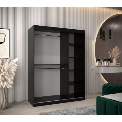 TATANA tükrös ruhásszekrény - szélesség 150 cm, fekete