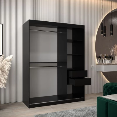 TATANA tükrös ruhásszekrény - szélesség 150 cm, fekete