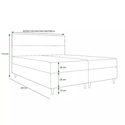 ANGELES COMFORT boxspring ágy - 200x200, zöld