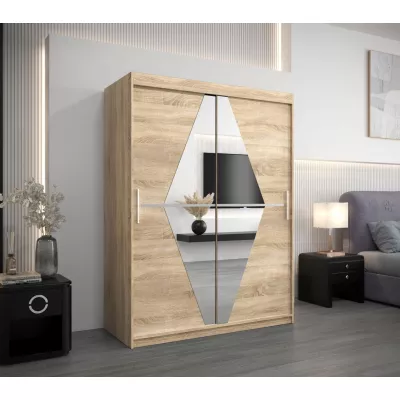 TATANA tükrös ruhásszekrény - szélesség 150 cm, sonoma tölgyfa